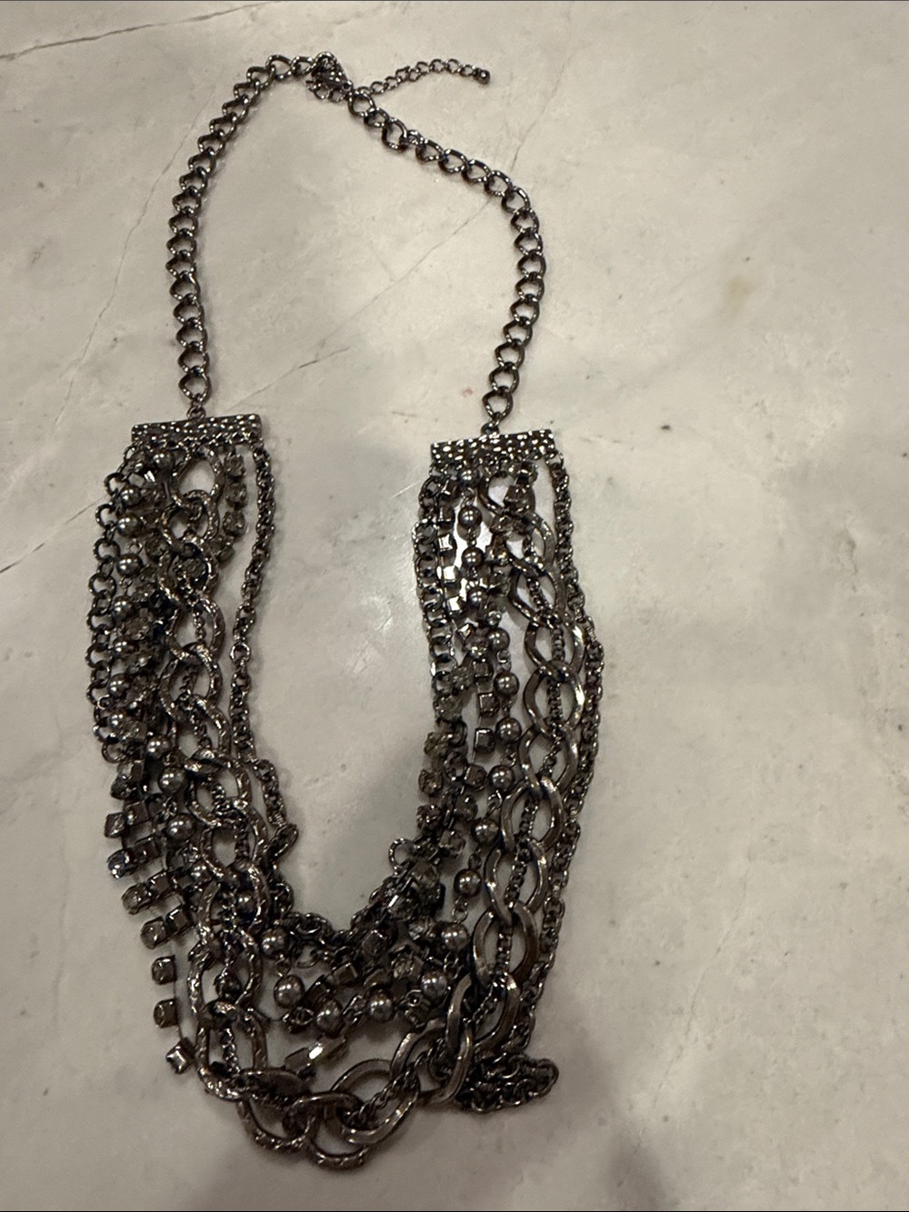 Statement Multi-Chain Necklace in Gunmetal